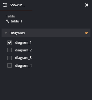 table visibility selection window