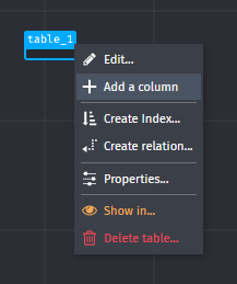 adding a column - context menu