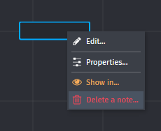 delete a note - context menu