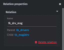 delete relations - property bar